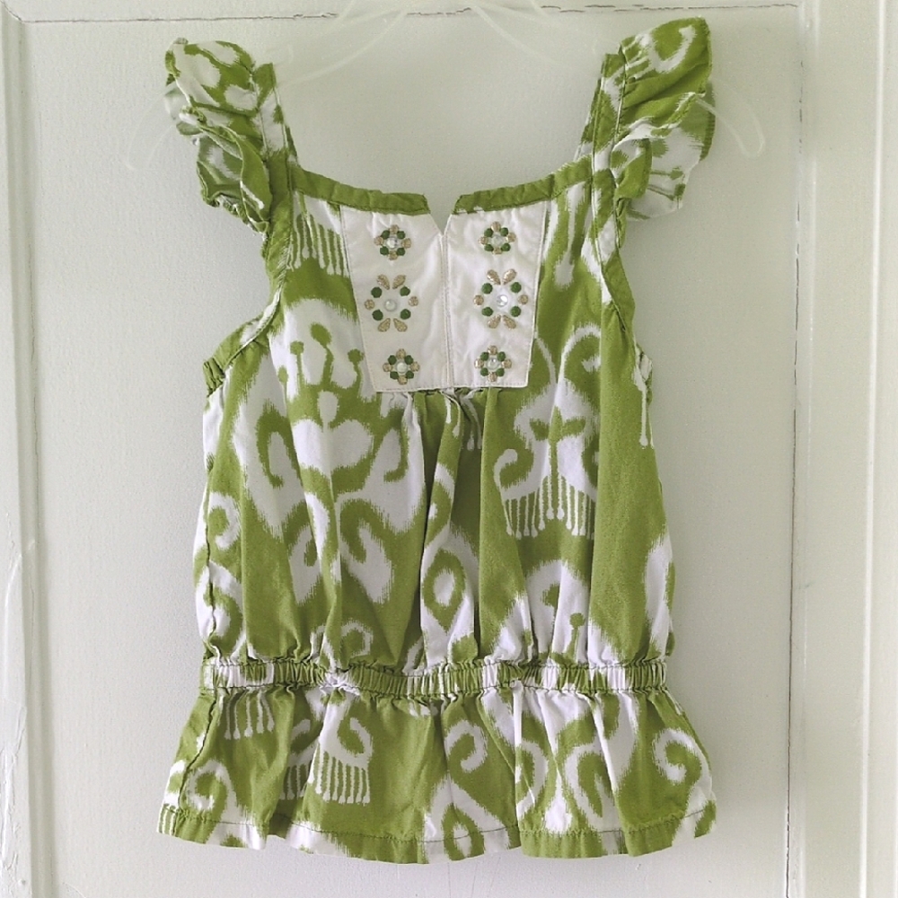 Gymboree Green Sleeveless Batik Summer Top